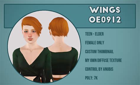 Wings Hairs Original Meshes By Wingssims Sul Sul
