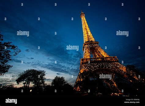 The Eiffel Tower At Dusk Paris France Stock Photo Alamy