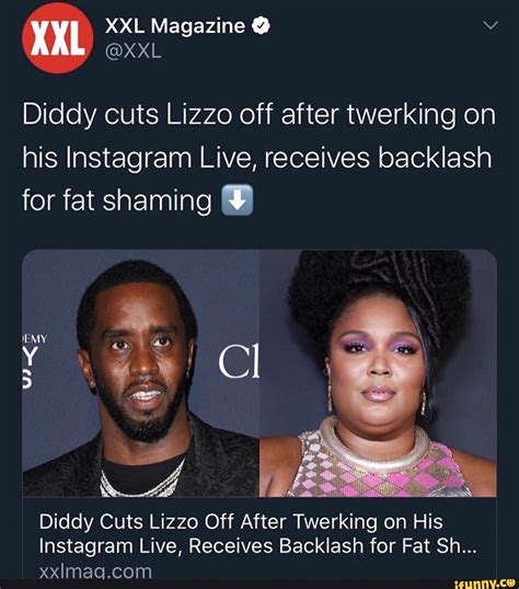 diddy cuts lizzo off after twerking on his instagram live receives backlash for fat shaming y