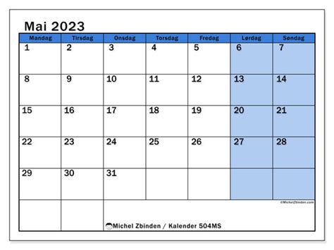 Kalender For Mai 2023 For Utskrift “504ms” Michel Zbinden No