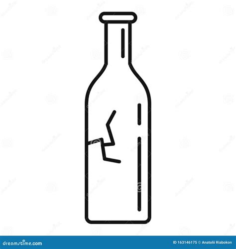 Half Broken Bottle Icon Outline Style Stock Vector Illustration Of