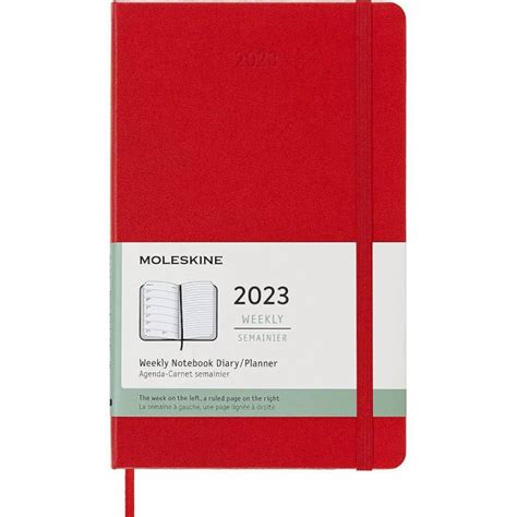 moleskine Δερμάτινη Εβδομαδιαία Ατζέντα 2023 12 month weekly notebook planner large scarlet red
