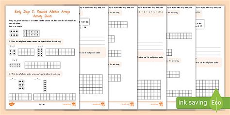 Early Stage 5 Repeated Addition Arrays Worksheets Twinkl