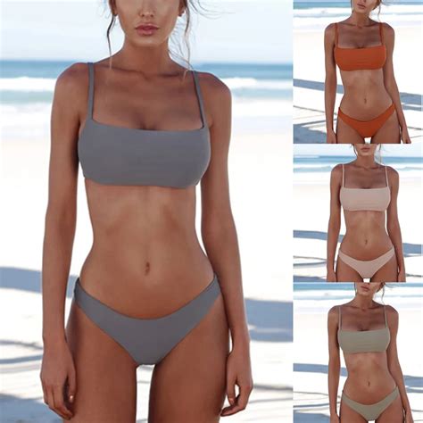 buy hot sale bikinis women bandeau bandage bikini set push up brazilian