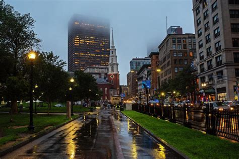 Rainy Day On The Boston Common Boston Ma Tremont Street Park Street