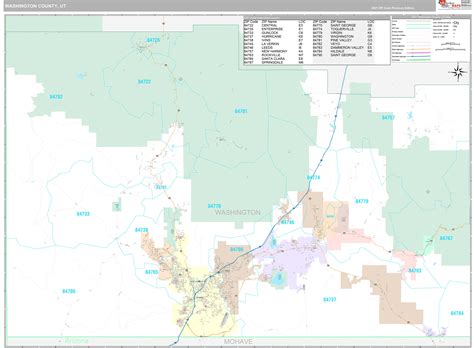 Washington County Ut Wall Map Premium Style By Marketmaps