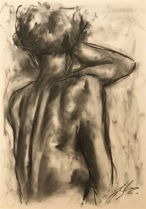 James Shipton Inner Strength Drawing Charcoal On Paper For Sale At
