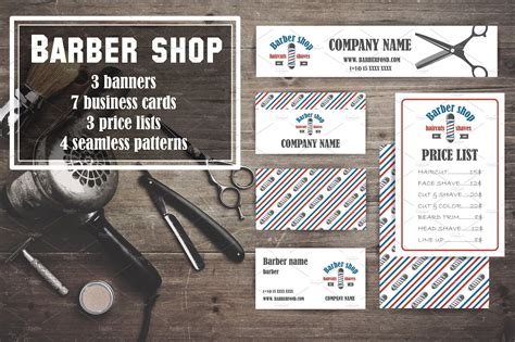 Barber Shop Business Card Set Illustrations Creative Market