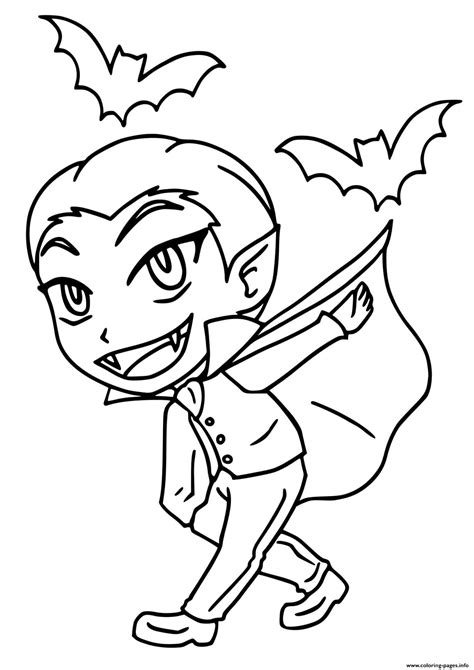 Young Vampire And Bats Coloring Page Printable