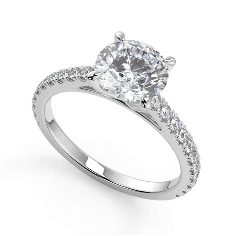 1 6 Ct Round Cut Classic 4 Prong Diamond Engagement Ring Set I1 H White