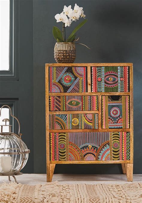Whether it's for dining or living, our online range of materials in wood and timber will suit many environments. Hand Painted 6 Drawer BOHO Cabinet Chest of Drawers | Etsy ...