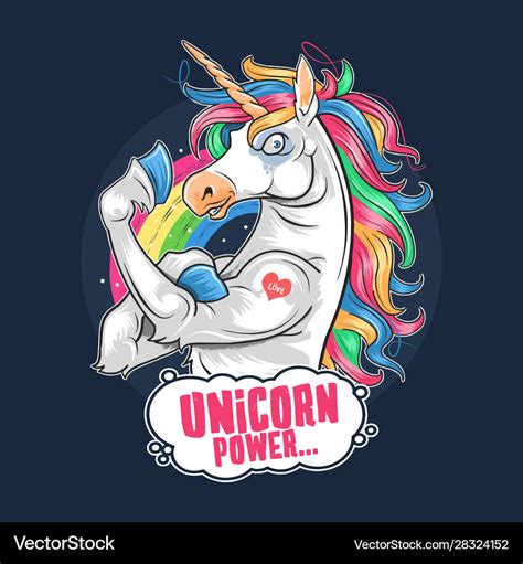 Unicorn Cute And Funny Muscle Cartoon Artwork Vect