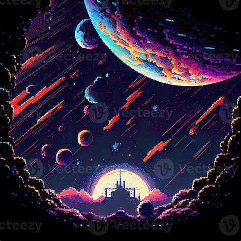 Pixel Art Space Background Ai Generated 22459398 Stock Photo At Vecteezy