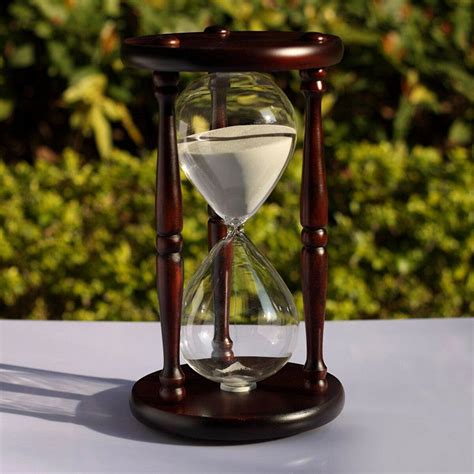 60 Minutes Wood White Sand Glass Hourglass Timer Clock Home Office