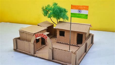 Mini School Project From Cardboard Diy Cardboard Primary School Model
