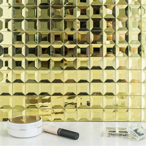 10 Pack 12x12 Gold Peel And Stick Mirror Wall Tiles Efavormart