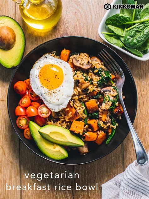 Vegetarian Breakfast Rice Bowl Kikkoman Home Cooks Recipe In 2022