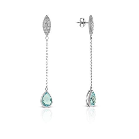 Blue Topaz Diamond Dangle Earrings 14K Ben Bridge Jeweler