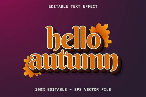 Premium Vector Hello Autumn With Modern Style Editable Text Effect