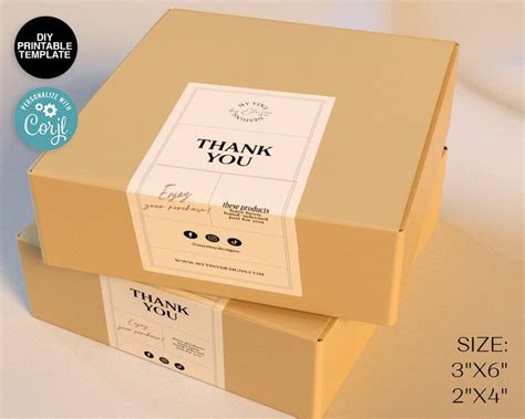 Packaging Label Box Custom Editable Box Seal Sticker Diy Etsy