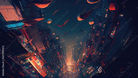 Futuristic Anime Cyberpunk Cityscape Sci Fi Wallpaper Retro Future Ai