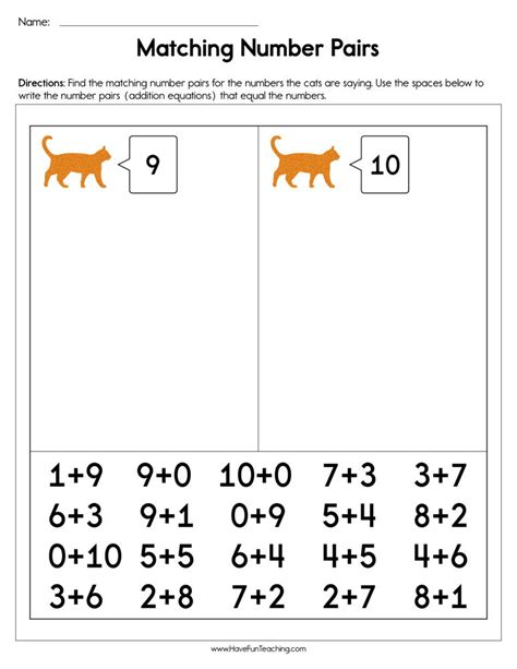 Matching Number Pairs Worksheet By Teach Simple