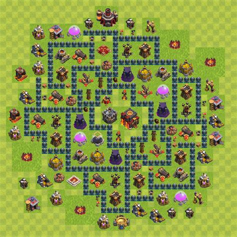 Diseño para Defensa Ayuntamiento nivel 10 - COC TH10 Aldea Perfecta