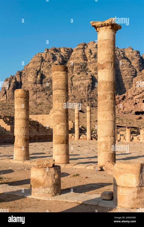 Columns Of The Great Temple Of Petra Jordan Stock Photo Alamy