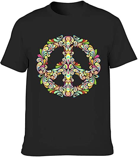 Peace Sign Mens T Shirt Short Sleeve Graphic T Shirts Casual Retro Tee