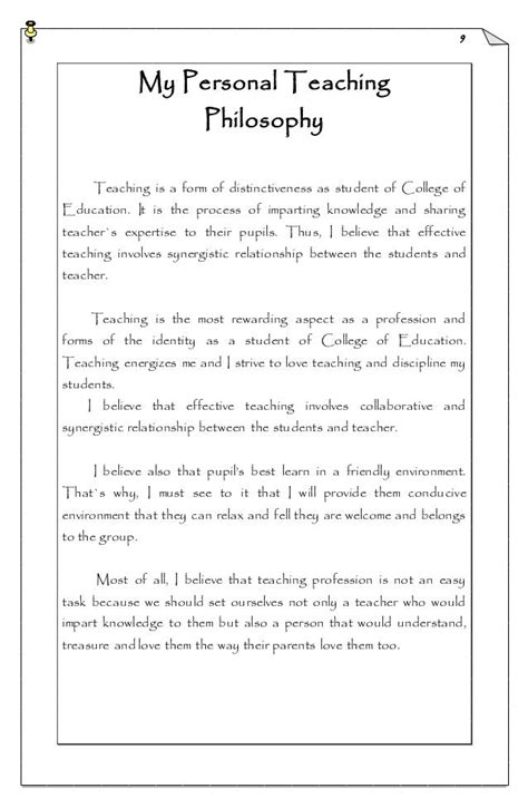 Examples Of Personal Educational Philosophy Statements