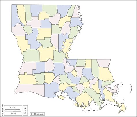 Louisiana Map With Parishes Blank Paul Smith