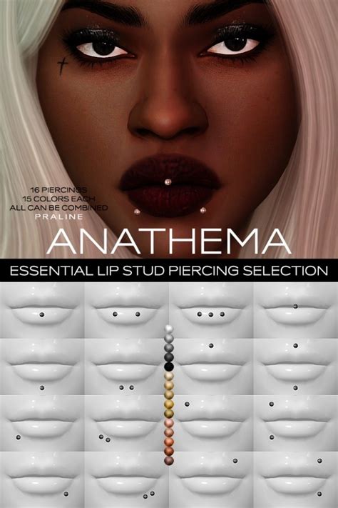 Anathema Lip Stud Piercing Selection At Praline Sims Sims 4 Updates