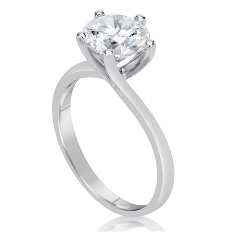2 Ct 4 Prong Twist Round Cut Solitaire Diamond Engagement Ring Vs1 F