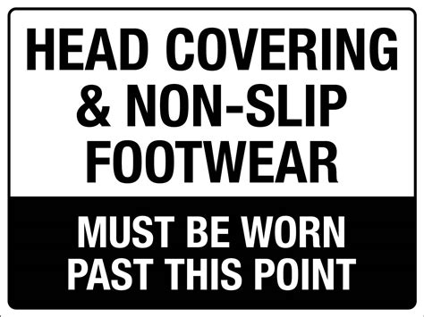 Head Covering Non Slip Footwear Sign