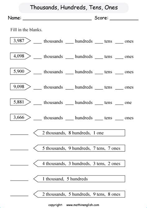 50 = 5 tens 0 ones d. Printable primary math worksheet for math grades 1 to 6 ...