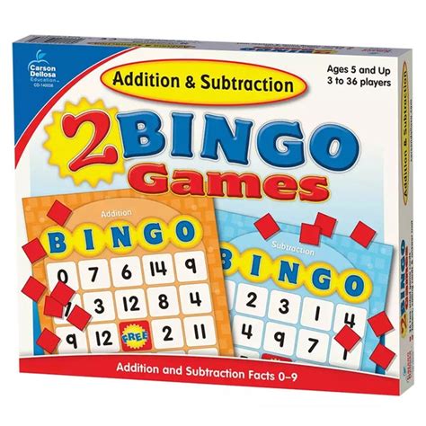 Carson Dellosa Addition And Subtraction Bingo Board Game Grade K 2 140038 Zoro