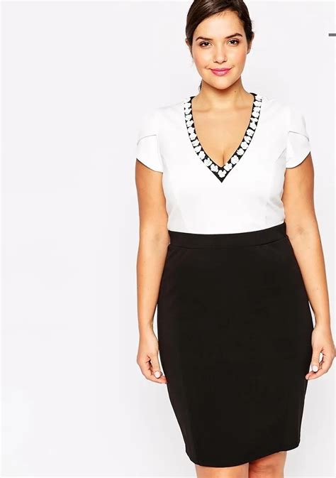 fashion design plus size work dress sexy v neck pencil dress woman with lace patchwork in collar
