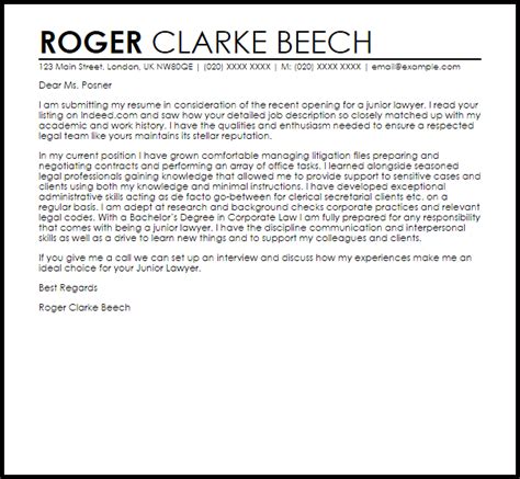 How to write a cover letter learn how to make a cover letter that gets interviews. Junior Lawyer Cover Letter Sample | Cover Letter Templates ...