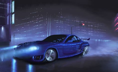 Download City Night Anime Car Hd Wallpaper By ナコモ