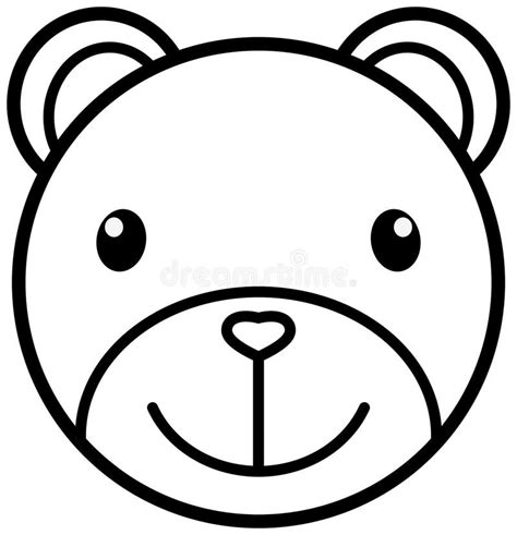 Teddy Bear Head Outline Icon Vector Illustration Stock Vector