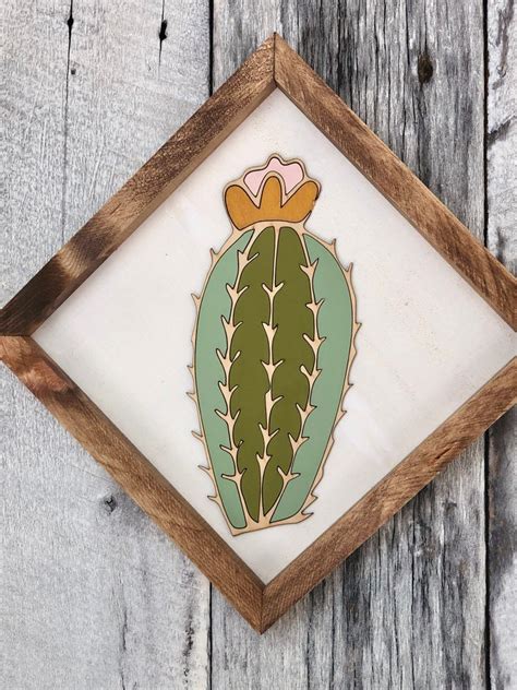 Plant Art Wood Art Reclaimed Wood Art Cactus Art Etsy