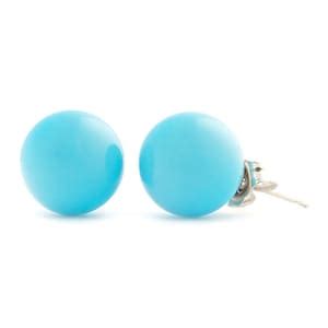 10mm Arizona Sleeping Beauty Turquoise Ball Stud Post Earrings Solid
