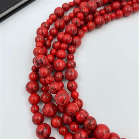 Red Turquoise Statement Necklace Chunky Red Necklace Etsy