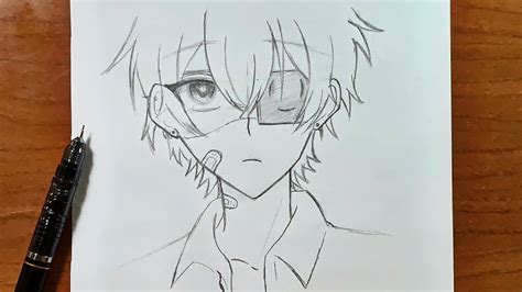 Easy Drawing How To Draw Anime Boy With One Eye Step By Step Easy For
