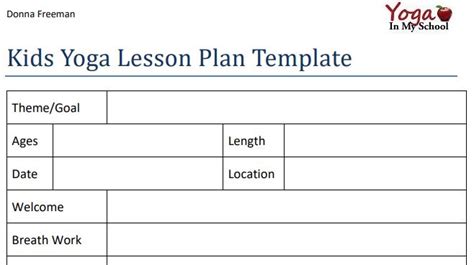 Kids Yoga Lesson Plan Template Yoga In My School