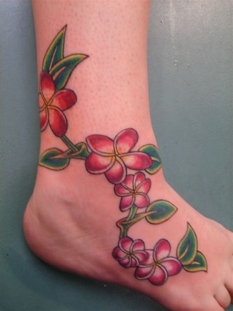 Red Flowers Tattoo On Ankle Foot Tattoo Designs Tattoo Pictures
