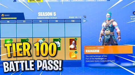 Buying All 100 Tiers Season 5 Battle Pass All Skins Unlocked