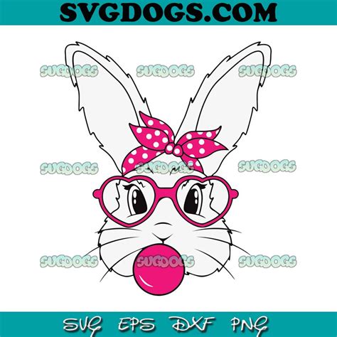 Bunny Rabbit With Bandana Glasses Bubblegum SVG #1