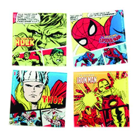 Sep132284 Marvel Heroes 4pc Glass Coaster Set Previews World