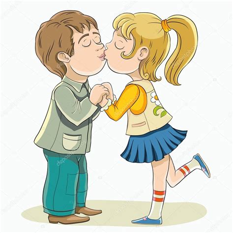 Young Boy And Girl Kissing Stock Vector Image By ©publiy 100639818